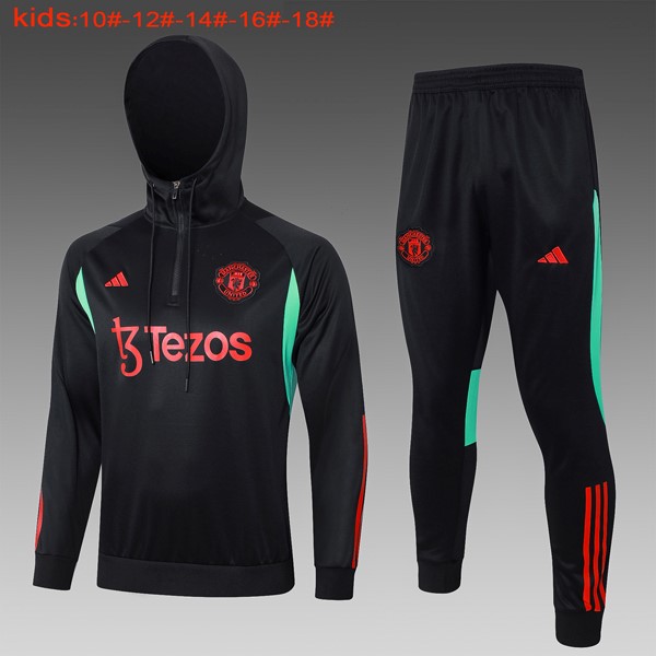 Ninos Chandal Con Capucha Manchester United 2024 2025 Negro Rojo